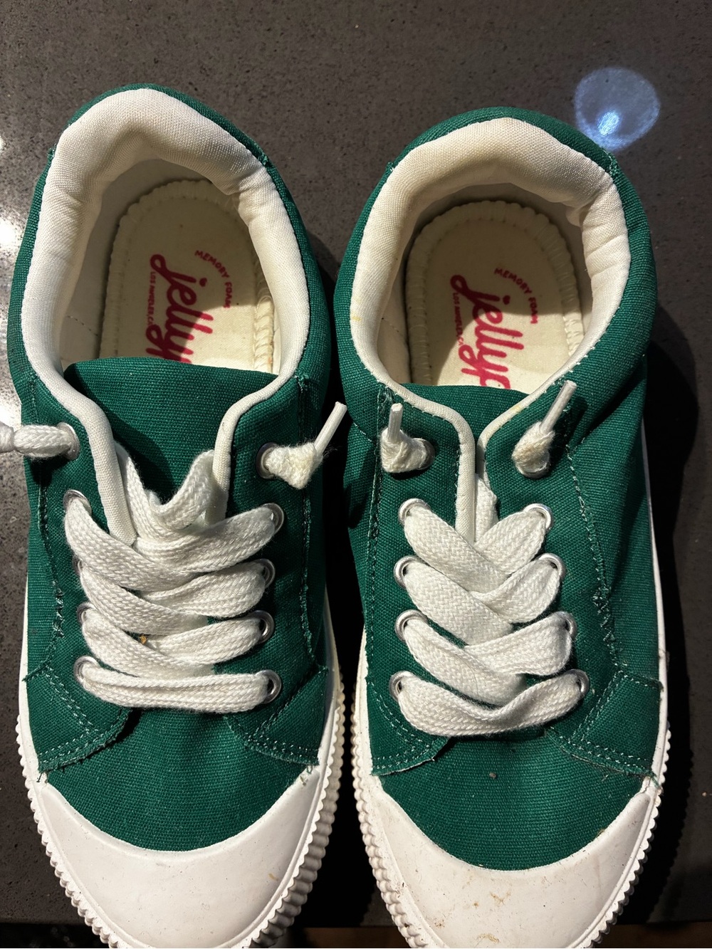 Jellypop Emerald Green Canvas Sneakers with White Laces